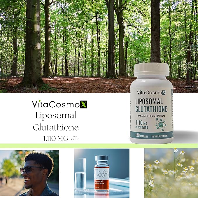 Liposomal Glutathione 1110 mg 120 Capsules Vegan 100% Vegetarian Non-GMO &amp Gluten Free - 2 Packs