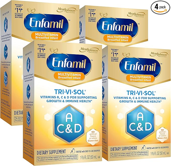 Enfamil Tri-Vi-Sol Vitamins A C &amp D Supplement Drops 50 mL (Pack of 4)
