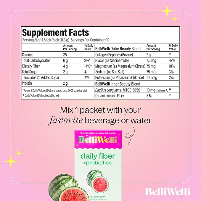 Daily Fiber Supplement Bundle for Women &amp Men – Premium Fiber Powder from Organic Acacia with Added Collagen Electrolytes &amp Probiotics – No Bloat Constipation &amp Gut Health Support (Water