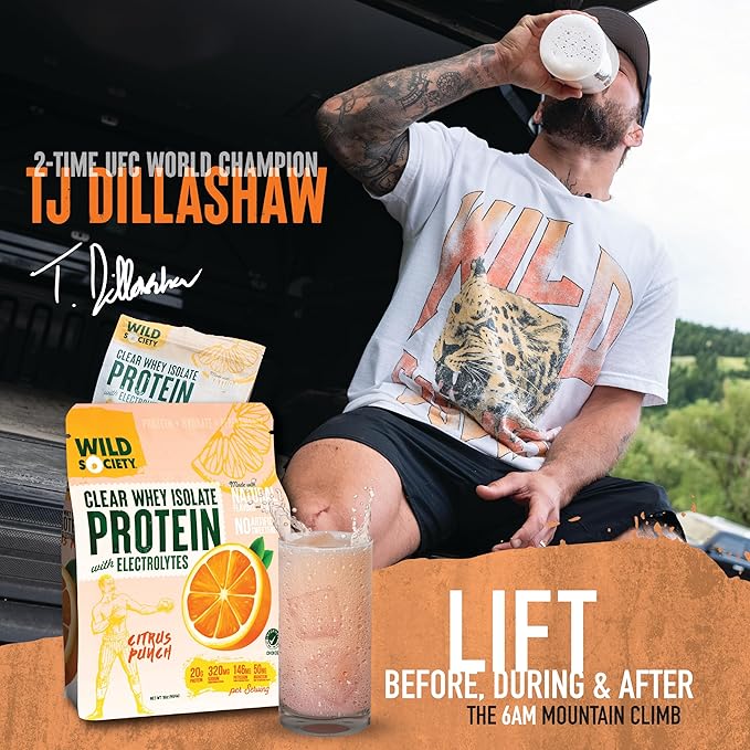 WILD SOCIETY - Top Flavor Multipack - Clear Whey Protein + Electrolytes - Refreshing Whey Protein Isolate Powder - 20g Protein 0 Added Sugar GMO-Free Natural Flavors &amp Colors