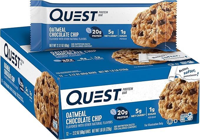 Quest Nutrition Apple Pie Protein Bar 20g Protein 4g Net Carbs 2g Sugar Gluten Free &amp Oatmeal Chocolate Chip Protein Bar High Protein Low Carb Gluten Free Keto Friendly