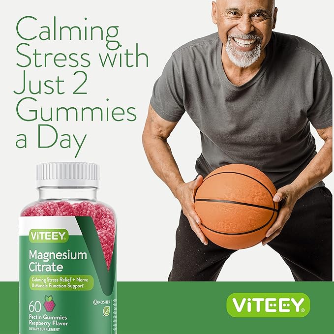 VITEEY Magnesium Gummies for Adults - 66mg of Magnesium Citrate Gummy for Calm Sleep Nerve &amp Muscle Function Support - Vegetarian Gluten Free - 120 Count