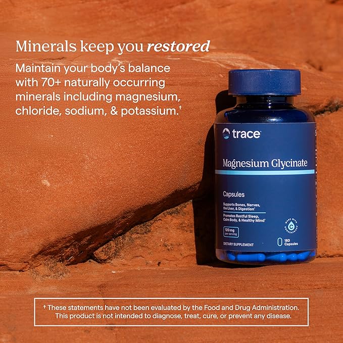 Trace Minerals Magnesium Glycinate - Gentle Magnesium Glycinate Supplement for Healthy Sleep &amp Relaxation Support - Healthy Mind &amp Energy - Vegan - Gluten-Free - 180 Count (180 Servings)