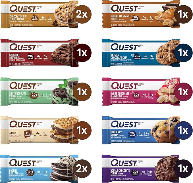 Quest Chocolate Milkshake Protein Powder 22g Protein Quest Protein Bars Variety Pack High Protein Gluten Free 12 Count