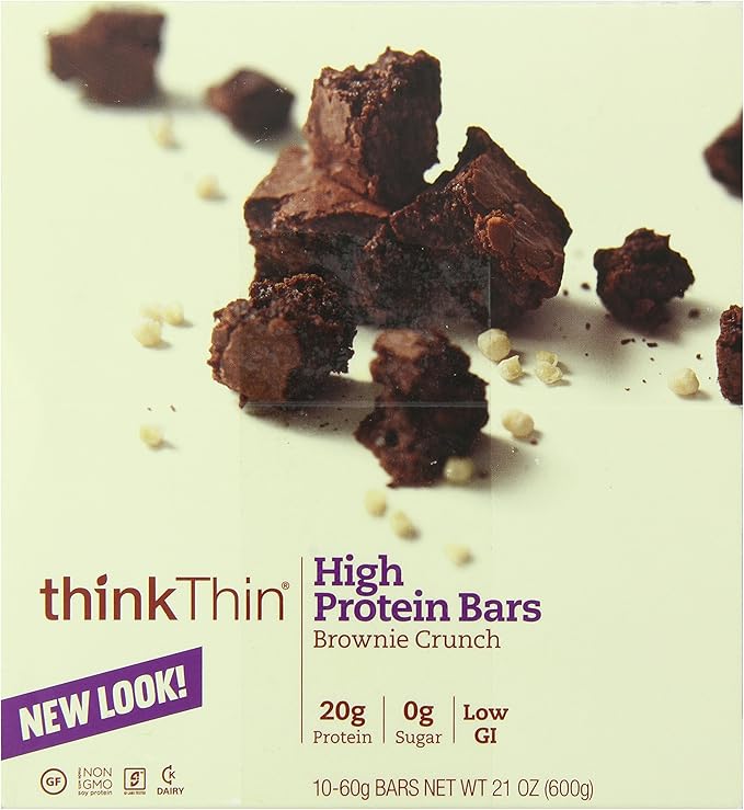 ThinkThin High Protein Bar Brownie Crunch 60 g Bars 10 Count