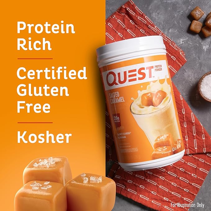 Quest Nutrition Chocolate Milkshake Protein Powder 22g Protein 1g Sugar Low Carb Gluten Free 3 Pound 43 Servings &amp Salted Caramel Protein Powder 26g Protein 1g Sugar Low Carb Gluten Free