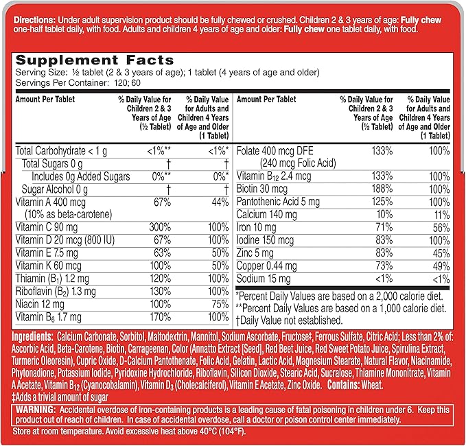 Flintstones Complete Children's Multivitamin Tasti Smooth Chewable Tablets - 60 ct Pack of 4