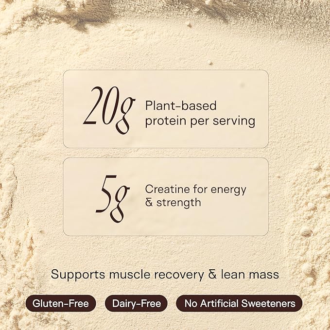 Happy Aging Protein Powder for Women 20g Organic Pea &amp Pumpkin Seed Protein 5g Creatine Monk Fruit Sweetened Organic Cocoa &amp Chia Vegan Plant Based Protein