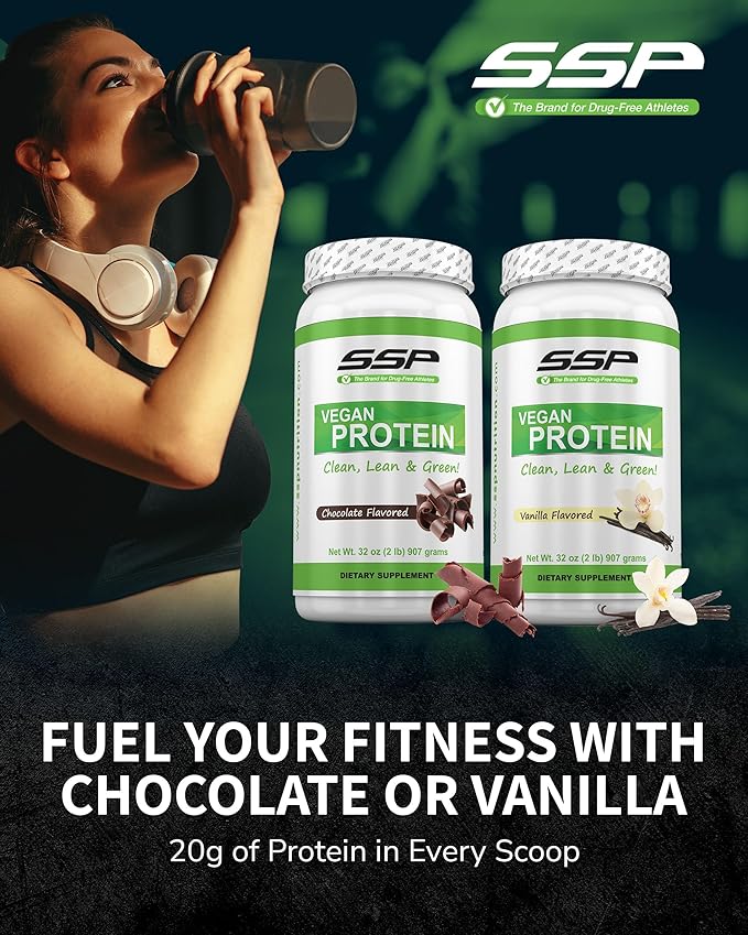 SSP Vegan Protein - Pea Isolate Hemp &amp Sacha Inchi Blend - Pre &amp Post-Workout Recovery Drink Nutrition (2 lb Chocolate)