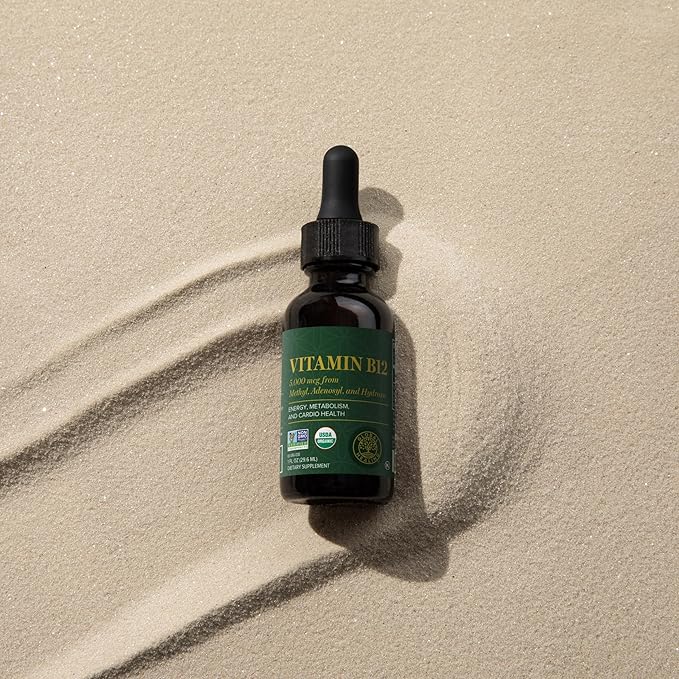Global Healing Center - Vitamin B12 5000 mcg Organic Sublingual Liquid Drops | 3-in-1 Methylcobalamin Adenosylcobalamin Hydroxo Blend 1 Fl Oz (4-Pack)