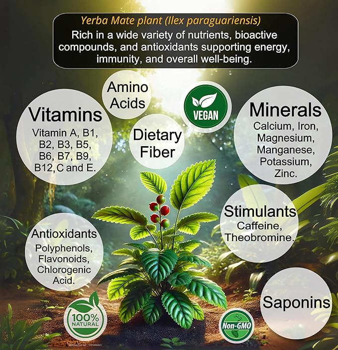 Glutathione 5000mg Detox &amp Energy Bundle with Yerba Mate – Antioxidant Support Metabolism &amp Focus