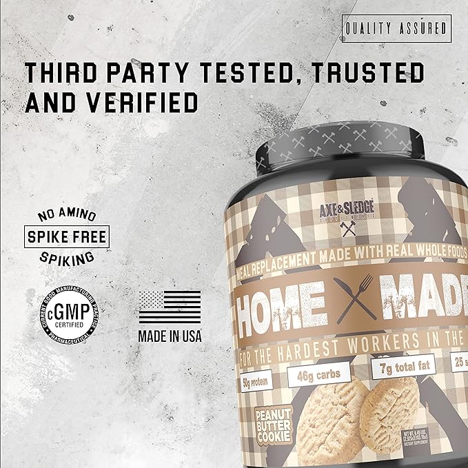 Axe &amp Sledge Supplements Home Made Whole-Foods-Based Meal Replacement Powder with Digestive Enzymes Protein Carbohydrates and Fats 25 Servings Blueberry Muffin