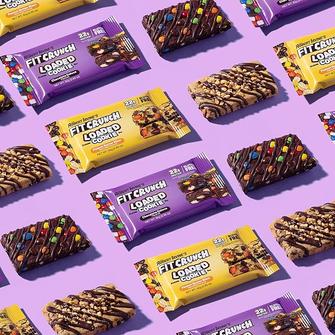 FITCRUNCH Loaded Cookie Protein Bar High Protein Gluten Free Protein Snack (12 Cookie Bars Chocolate Deluxe)