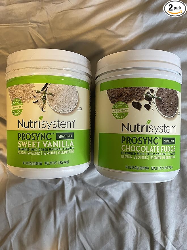 Nutrisystem Nutricrush Probiotic Shakes Chocolate Fudge and Sweet Vanilla Shake Mix - Protein &amp Probiotics Support Digestive Bust Belly Bloat 2 Containers 16.3 oz. each 28 Servings(Pack of 2)