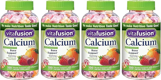Vitafusion Calcium Gummy rNNghI Vitamins for Adults 500 mg 100 Count (Pack of 4)