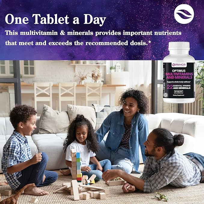Multivitamin &amp Minerals One Tablet per Day Packed with 22 Essential – Immune Support | Energy Metabolism | Bone Health | Cognitive Support and More…– for Women &amp Men | 60 Count