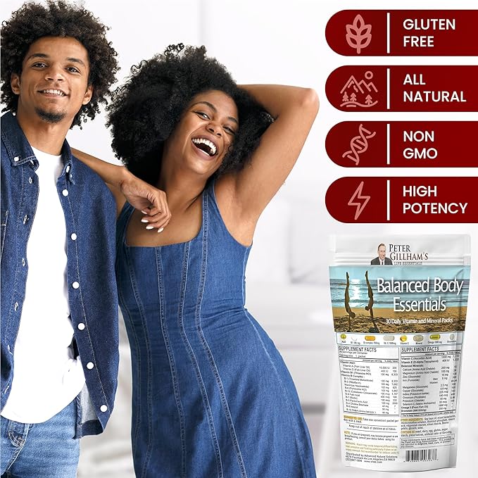 Balanced Body Essentials Daily Multivitamins &amp Minerals 30 Pack for Healthy Digestion immunie System Skin Bones Teeth Brain &amp Eyes. Peter Gillham's