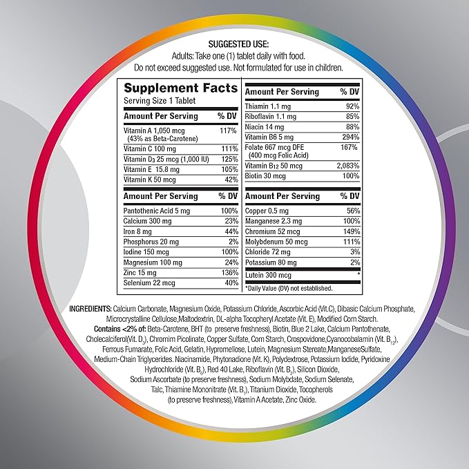 Centrum Silver Women's Multivitamin for Women 50 Plus Multivitamin/Multimineral Supplement with Vitamin D3 B Vitamins Calcium and Antioxidants Gluten Free Non-GMO Ingredients - 200 Count