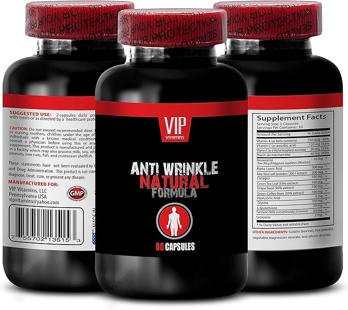 Anti-Wrinkle Complex - Aloe Vera Care Hyaluronic Acid Wrinkle Trans-Resveratrol Complex Green Coffee Bean Skin Balance Vitamin C Skin Smoother Support Anti-Wrinkle Blend with Green Coffee 3Bot