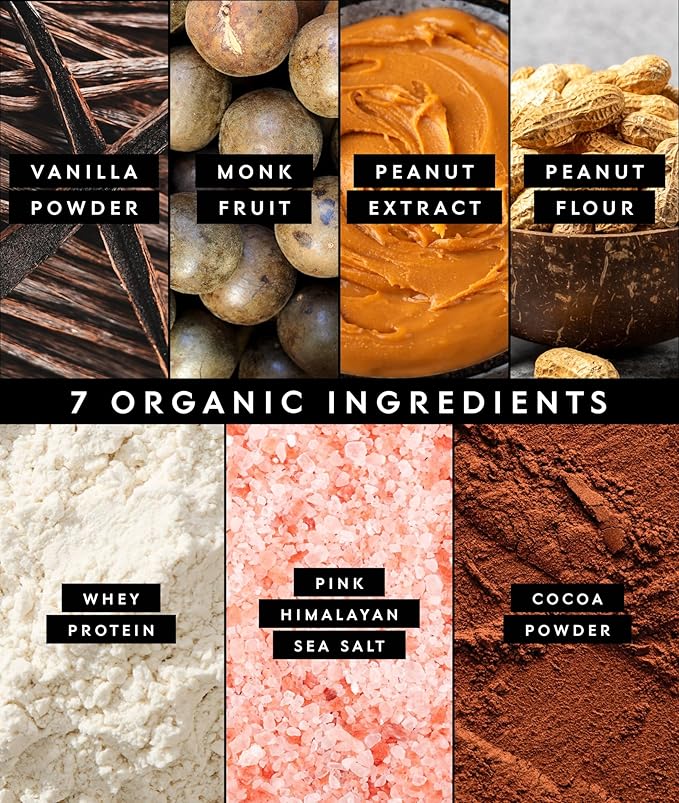 Truvani Organic Whey Protein Powder | Chocolate Peanut Butter | 20g Grass Fed Whey Protein | 20 Servings | USDA Organic &amp Non-GMO | Gluten Free | No Gums No Soy No Stevia No Added Sugars