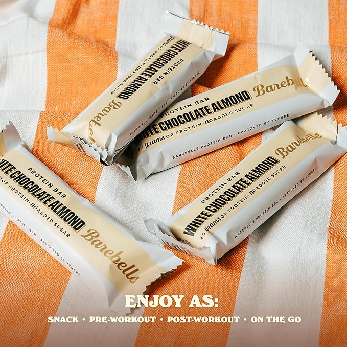 Barebells Protein Bars White Chocolate Almond - 12 Count Pack of 2 - Protein Snacks with 20g of High Protein - Chocolate Protein Bar with 1g of Total Sugars - On The Go Protein Snack &amp Breakfast