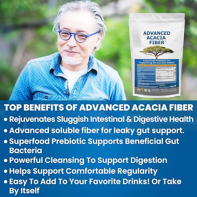 Advanced Acacia Fiber Powder Bundle 2.5 Ibs (40oz) Soluble Fiber Leaky Gut Repair Powder + DGL Licorice Supplement: Stomach Relief Leaky Gut Repair DGL Powder for Digestive Restoration Acid Relief
