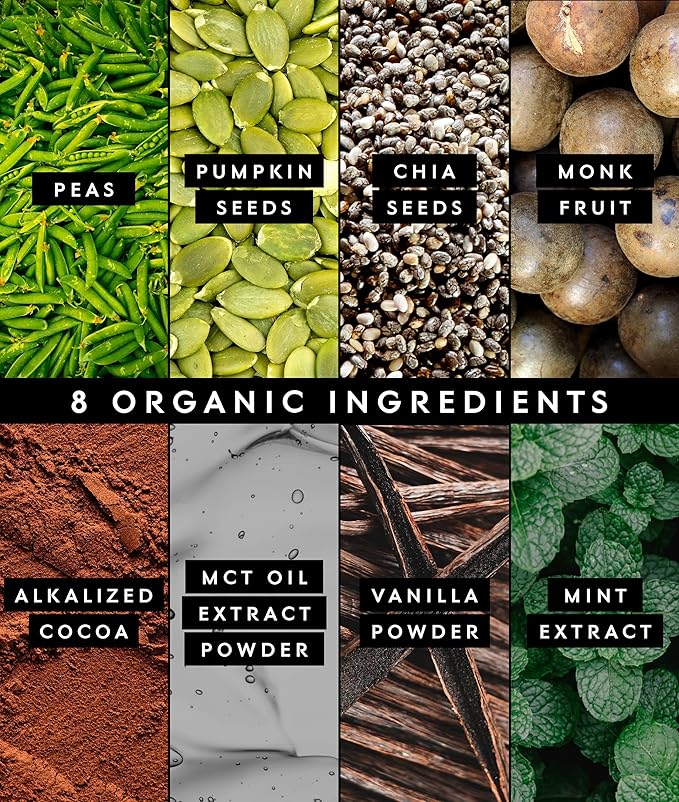Truvani Vegan Pea Protein Powder | Mint Chocolate | 20g Organic Plant Based Protein | Single Serving Travel Packets | 10 Servings | Keto | Gluten &amp Dairy Free | Low Carb | No Added Sugar