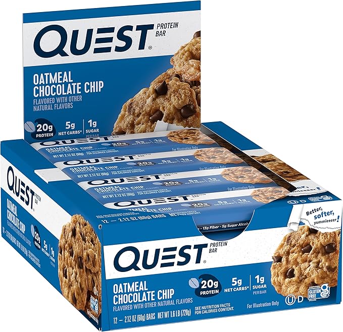 Quest Nutrition Oatmeal Chocolate Chip Protein Bar High Protein Low Carb Gluten Free &amp White Chocolate Raspberry Protein Bars High Protein Low Carb Gluten Free
