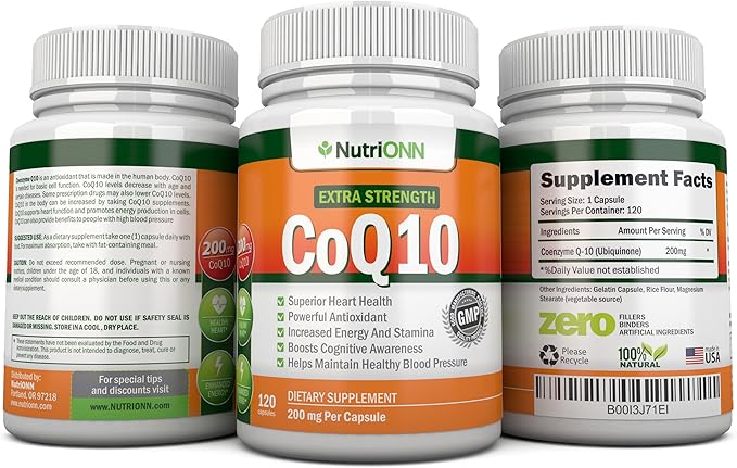 CoQ10 200mg (Double Strength) 120 Capsules - High Absorption Coenzyme Q10 - Scientifically Proven Extra Strength CoQ10 Ubiquinone - 4 Month Supply