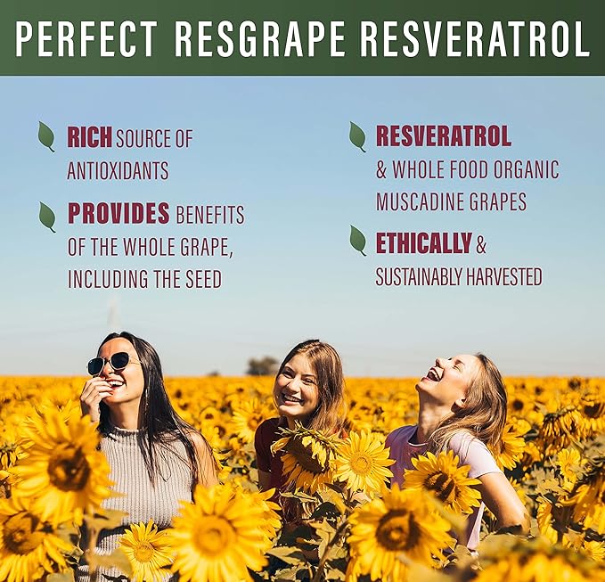 Perfect Supplements – Perfect ResGrape Resveratrol – 60 Veggie Capsules – Trans-Resveratrol &amp Organic Muscadine Grape