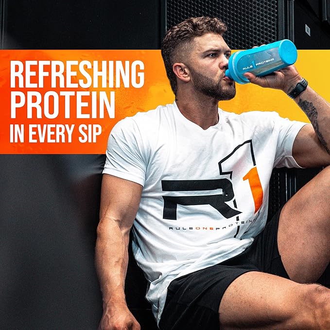 Rule 1 Clear Whey Isolate - 20g All-Whey Isolate Protein Mix Over 9g EAAs 90 Calories Zero Sugar Easy to Digest Light Crisp and Refreshing Taste (27 Servings Peach Mango)