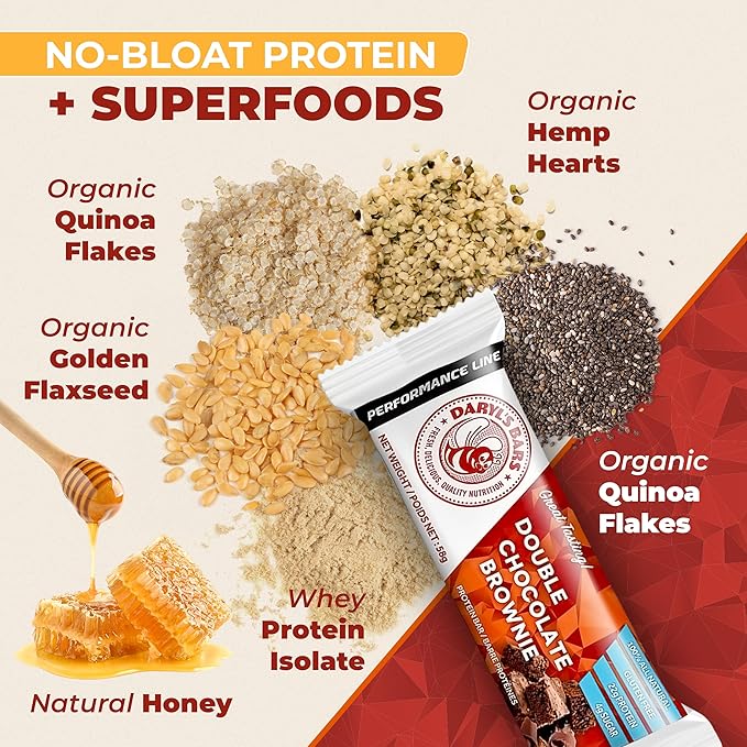 Daryl's Bars Double Chocolate Brownie On the Go Whey Protein Bars Gluten Free Protein Snack Meal Replacement Pack of 2