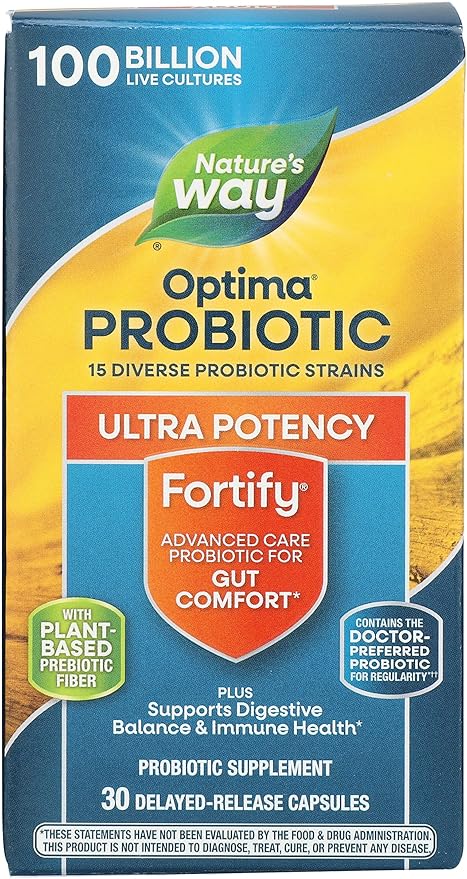 Nature's Way Natures Way Fortify Optima Daily Probiotic 100 Billion 15 Strains Prebiotic 30 Capsules 30 Count