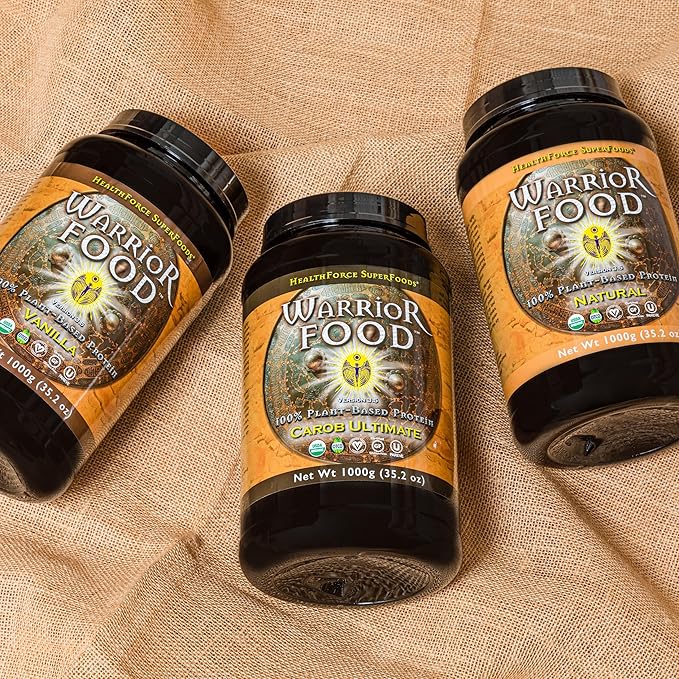 HEALTHFORCE SUPERFOODS Warrior Food Protien Powder - Carob Flavor - 500 Grams