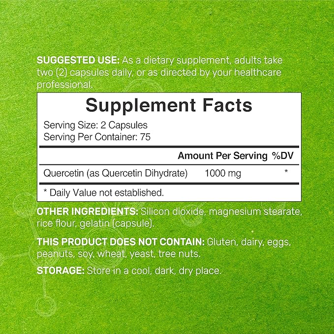 Eagleshine Vitamins Quercetin 1000mg Per Serving (2 Pack) | 300 Capsules High Bioavailable Flavonoids Third Party Tested Supports Healthy Immune System Non-GMO No Gluten