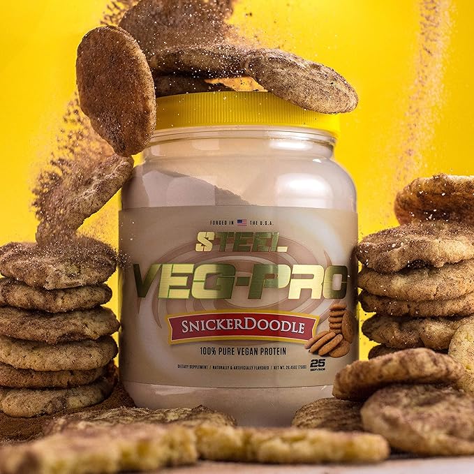 Steel Supplements Veg-PRO | Vegan Protein Powder Snickerdoodle | 25 Servings (1.65lbs) | Protein Powder with BCAA Amino Acid | Gluten Free | Non Dairy | Low Carb Formula